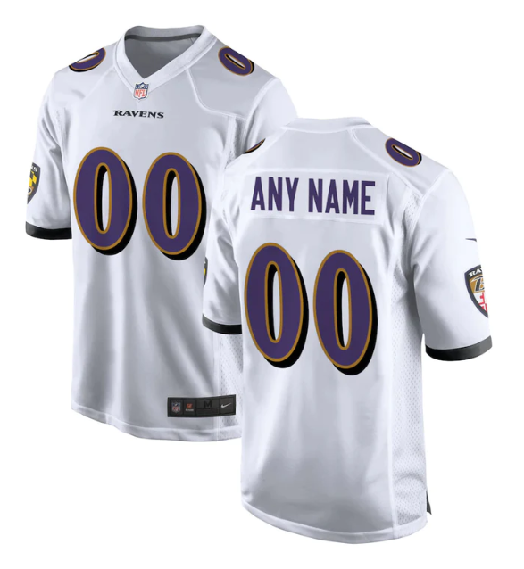 Men's White Baltimore Ravens ACTIVE PLAYER Custom Game Jersey